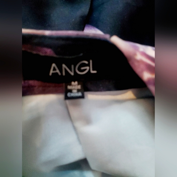 ANGL Navy & Lavender Floral Full Skirt Cut Out Back Midi Dress Size Medium - Picture 7 of 7